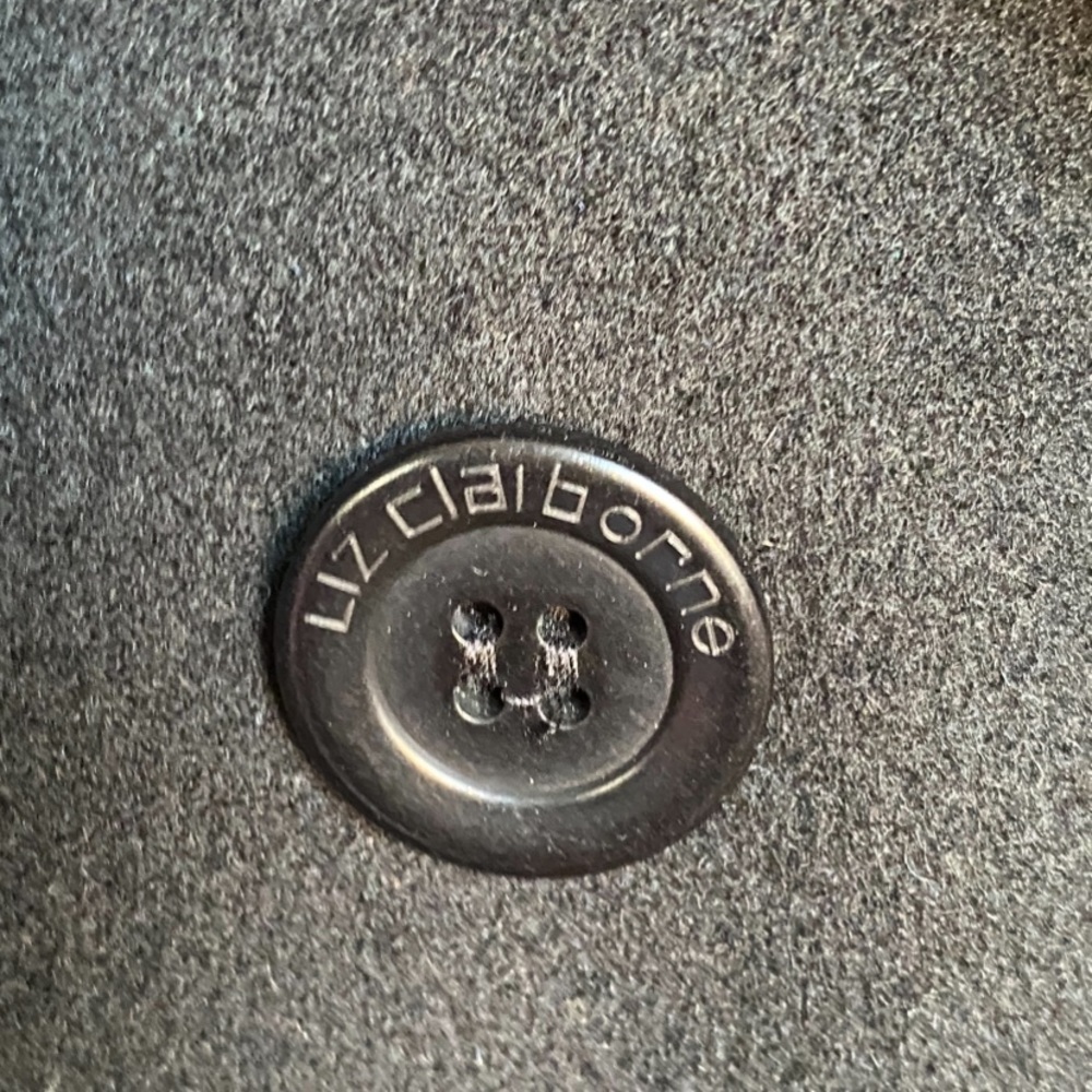 Vintage 90s Iconic Black Wool Trench Peacoat/Jacket by Liz Claiborne 14 - Picture 11 of 14